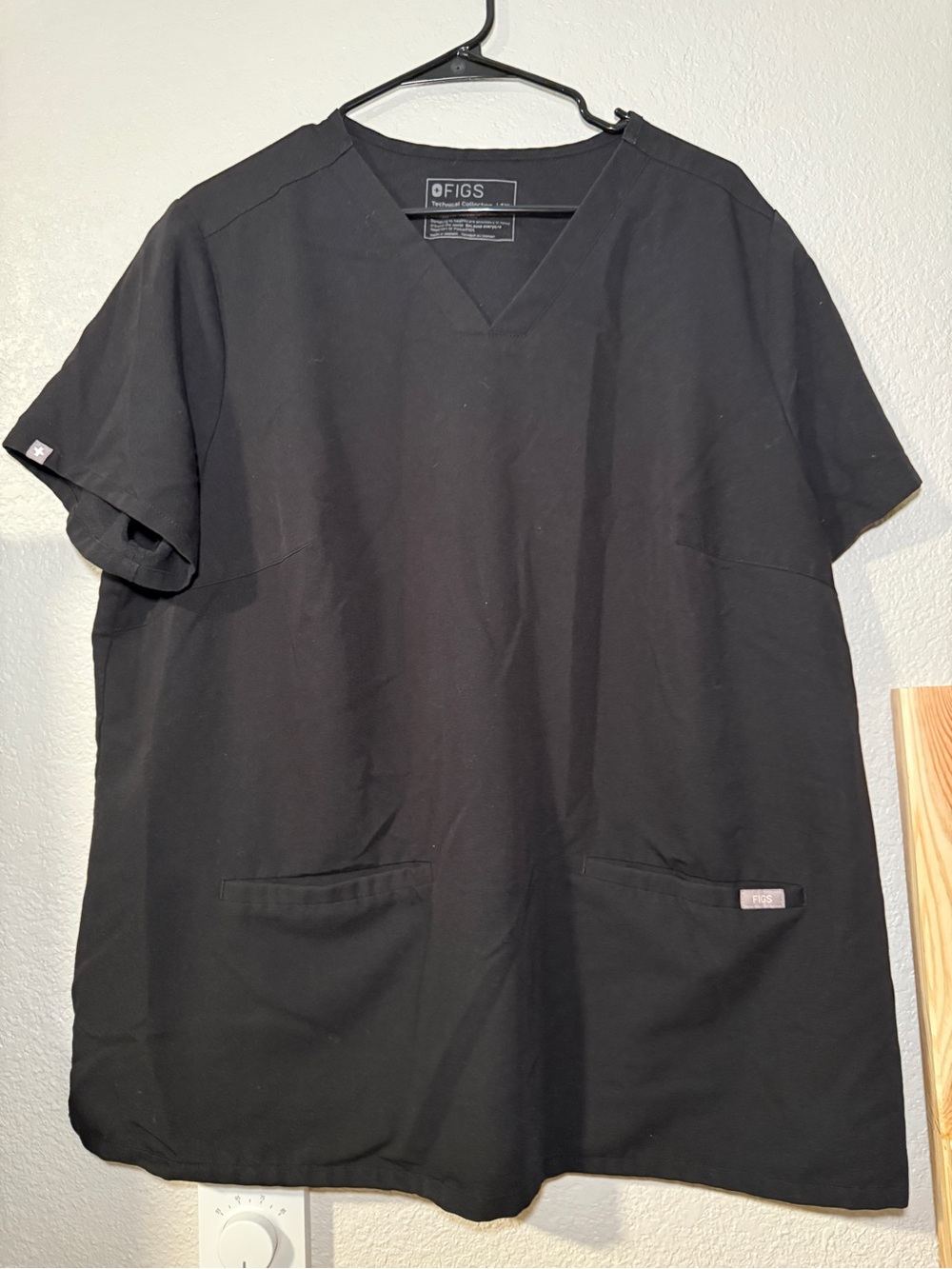 Figs womens Black V-Neck Scrub Top